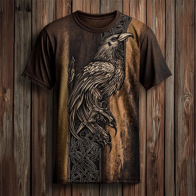 Ретро Мужская Футболка Художественный Узор Тотем 3D Печать Повседневная С Коротким Рукавом Летняя Уличная Повседневная Большого Размера Футболки Топ Женская Одежда