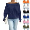 Women's Loose Casual Through Drawstring Off-the-shoulder Line Neck Top
