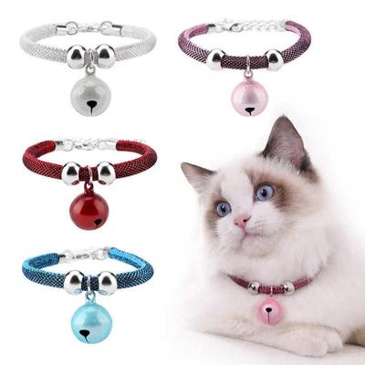Ожерелье для домашних животных, кошачий ошейник, ошейник-колокольчик для домашних животных, кошек, котят, маленьких собак, щенков, нейлоновое ожерелье, ошейник-колокольчик, удлинительная цепочка