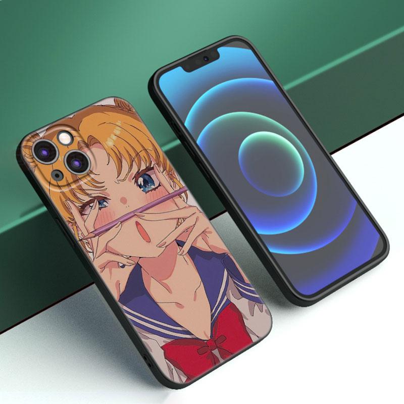 Anime Sailor Moon Phone Case For Apple iPhone 12 13 Mini 11 14 15 Pro Max 7 8 Plus X XR XS SE 2020 2022 Black Silicone Case