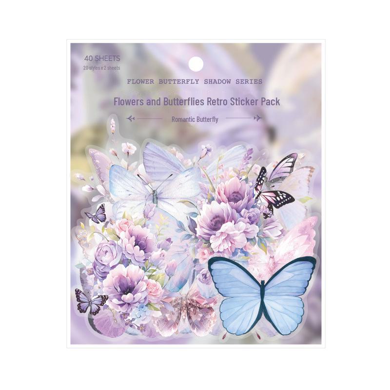 Набор ретро-наклеек серии Fantasy Butterfly Shadow с полупрозрачным ПЭТ-дизайном