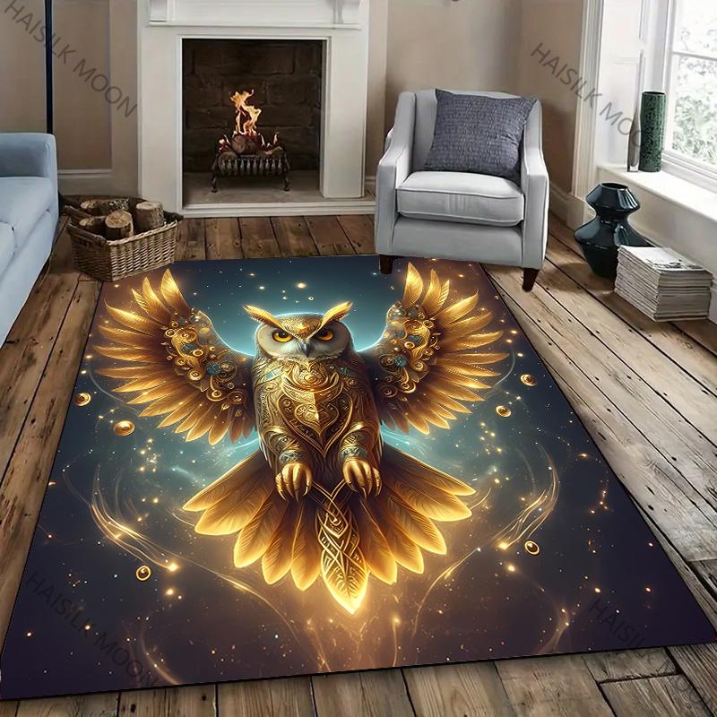 1PC Dark Style Owl Printed Carpet New Release! Rug for Living Rooms Bedrooms, Office Areas, Durable Machines Washable Mat Gifts
