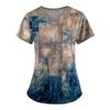 Plus Size Printed Scrub Working Uniform Tops For Women's V-Neck Print Short Sleeve Fun T-Shirts Workwear Tee With Pockets