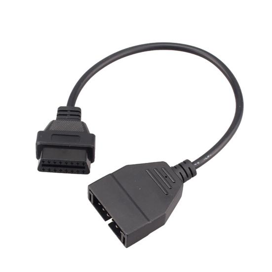 12 Pin To 16Pin OBD/OBD2 Connector Diagnostic Cable Black for Daewoo Adapter