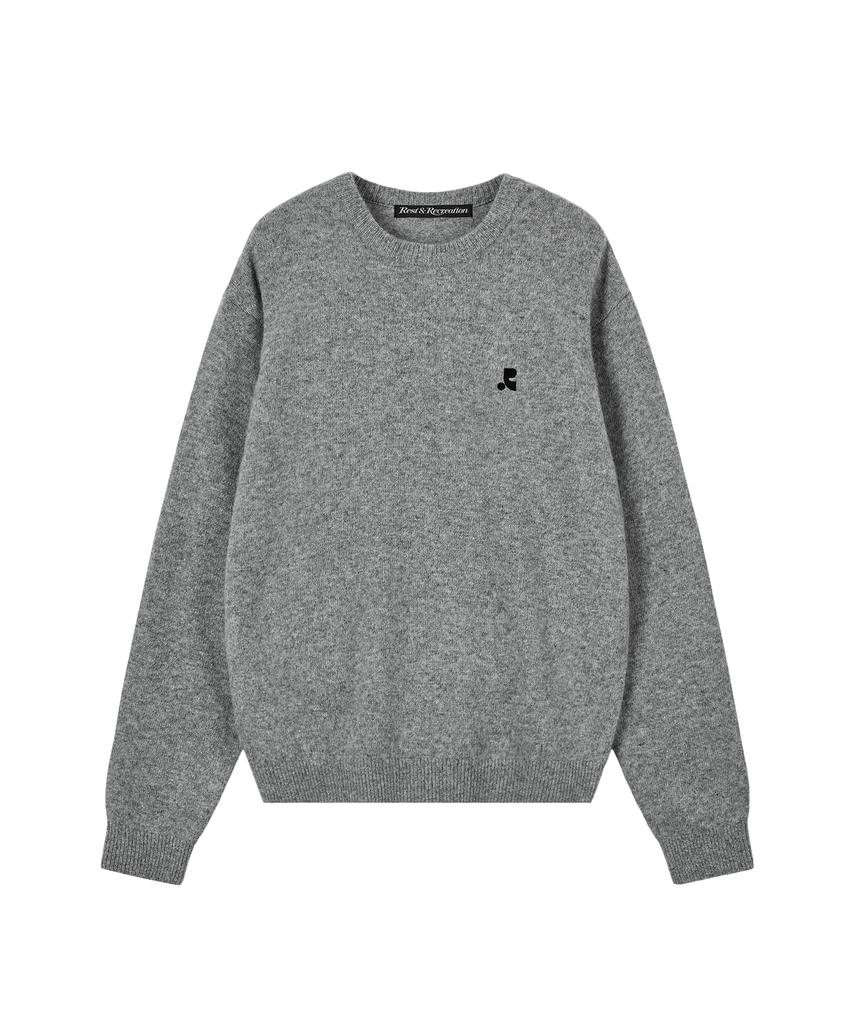 REST&RECREATION Logo Crew Neck Sweater - Gray