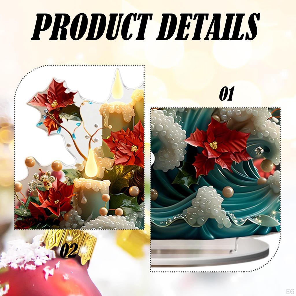 2D Christmas Plague Acrylic Ornament Collection Crafts Artwork Decors for Centerpiece Bookshelf Desk