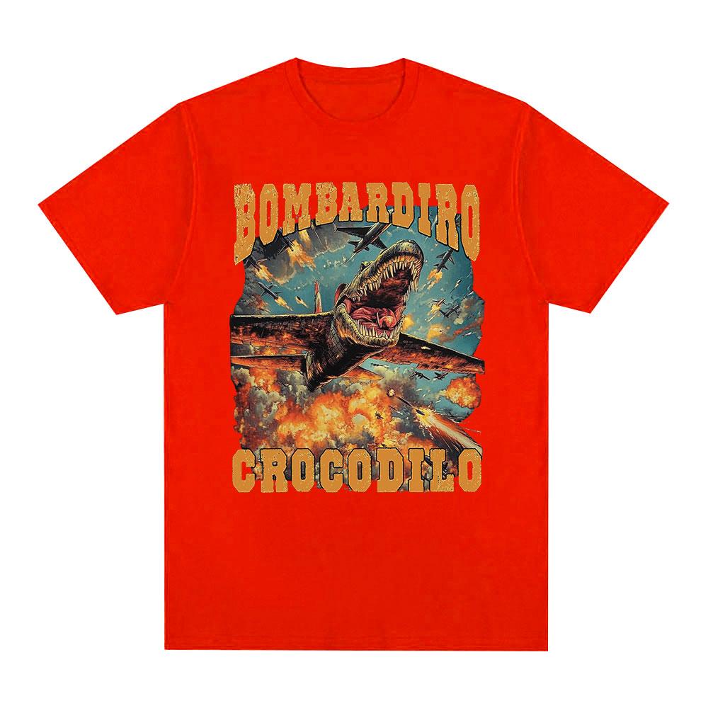 Bombardiro Crocodilo Funny Crocodile Plane Bomber Meme Graphic T-shirt Men's Women Clothing Casual Cotton Short Sleeve T Shirts
