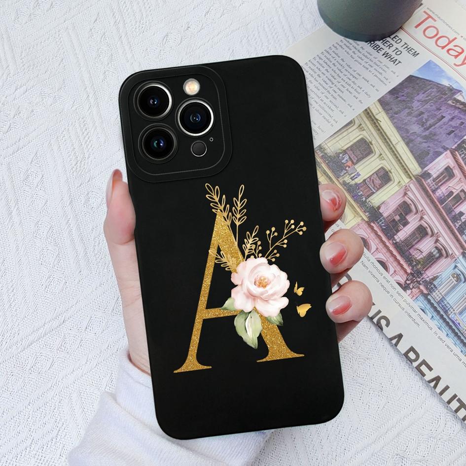Для Apple iPhone 11 12 Pro Max 13 Mini 6 7 8 Plus чехол для телефона Роскошный цветок буквы жидкий мягкий силиконовый противоударный чехол для iPhone чехол-бампер