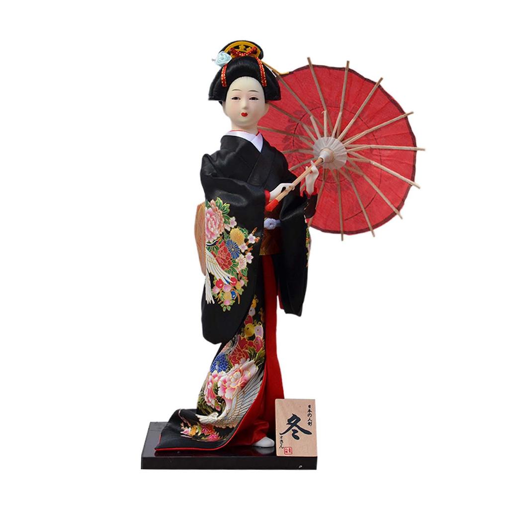 Japanese Geisha 12 inch Collectible Figurine Oriental Ancient Kabuki Folk for Home Office Tabletop Shelf Decoration Kids Gift