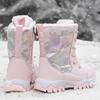 Winter Children's and Girls' Plus Size Anti Slip Wear-resistant Fashionable Warm and Plush High Top Snow Boots Cotton Boots 31-40