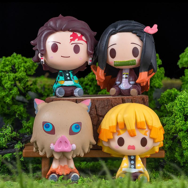 Аниме Фигурка 4 шт./Набор Аниме Клинок Рассекающий Демонов Kimetsu No Yaiba Фигурка Q Posket Камадо Танджиро Камадо Незуко Агацума Фигурка Игрушки