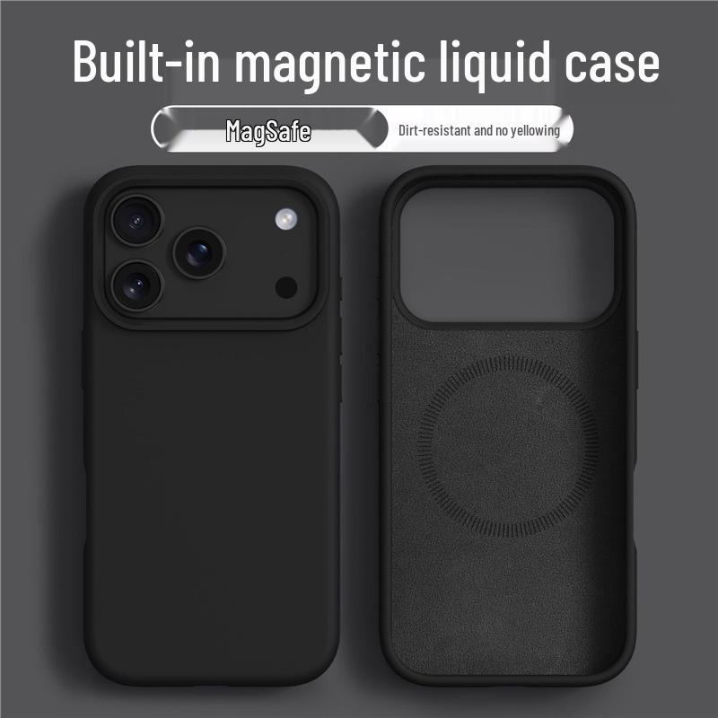 Магнитный чехол из жидкого силикона для iPhone 16 Pro Max – Полное покрытие, Новый дизайн с большим отверстием