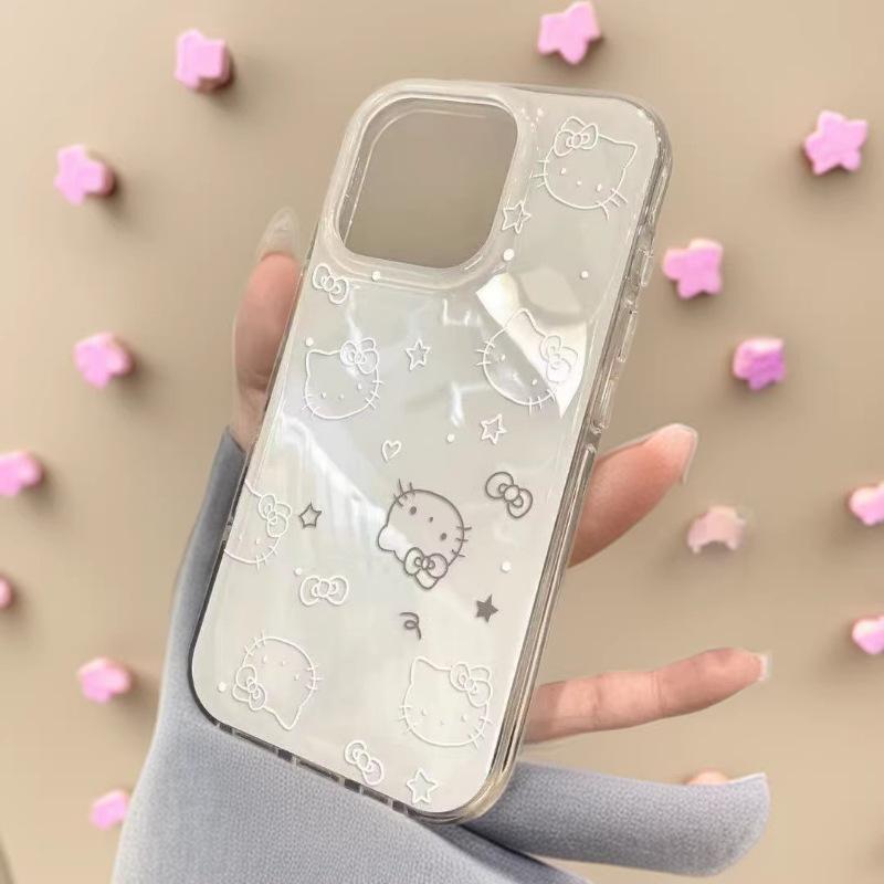 Чехол Hello Kitty для Apple iPhone 17 Pro Max, Совместим с iPhone 16, 15, 14, 13, IMD Белый фон