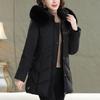 Куртки для женщин среднего возраста Зимняя верхняя одежда больших размеров с капюшоном и воротником из искусственного меха Теплая Толстая Повседневная Зимняя Куртка Женские Парки