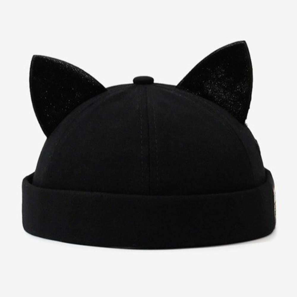 Cute Cat Ears Brimless Hat Adjustable Woman's Landlord Hat Creative Solid Color Docker Hat Camping