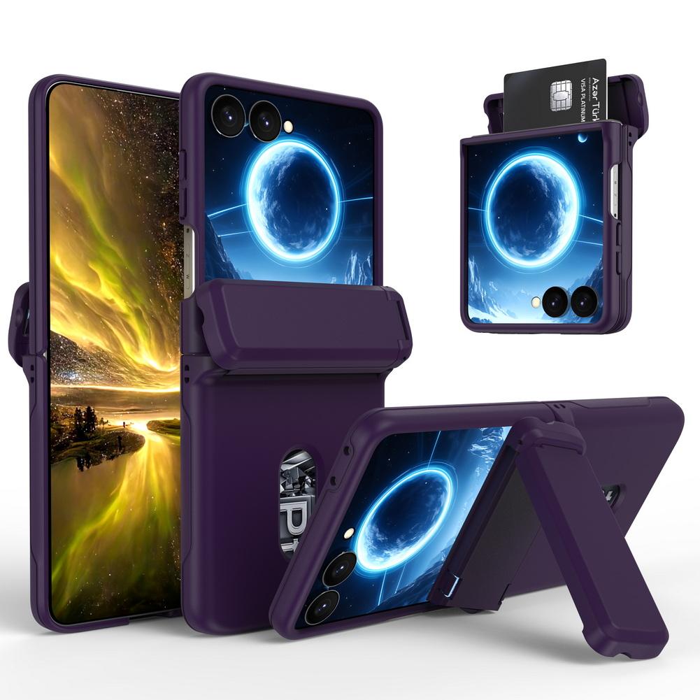 Чехол-подставка с пружинным шарниром для Samsung Z Flip 8 Flip7 FE Galaxy Z Flip 7 6 5 2 Слот для кредитной карты Защитная крышка для объектива