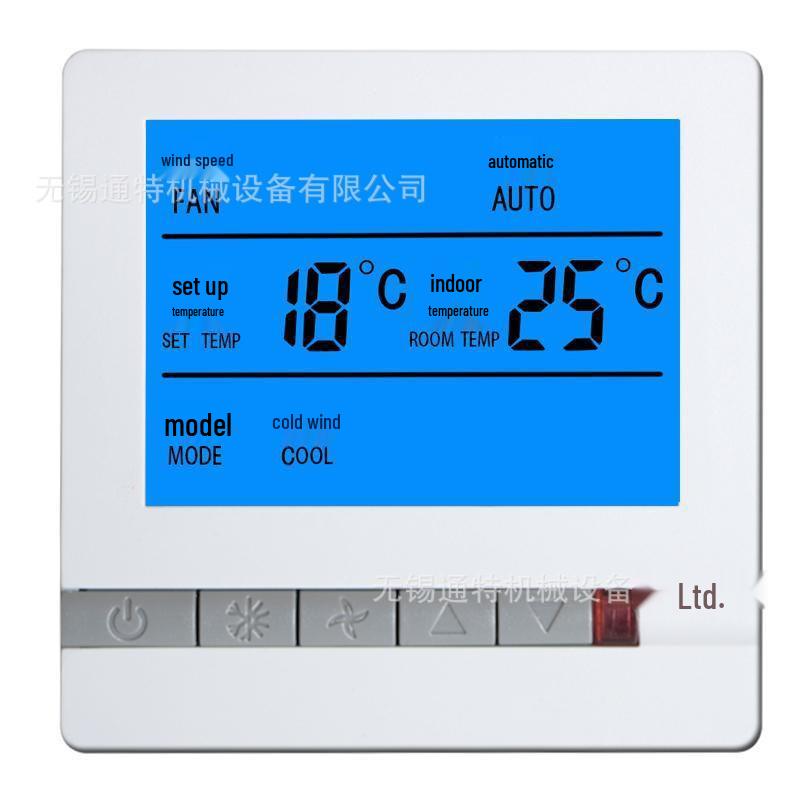 Универсальный ЖК-контроллер термостата для центрального кондиционера с большим экраном и трехскоростным переключателем фанкойла