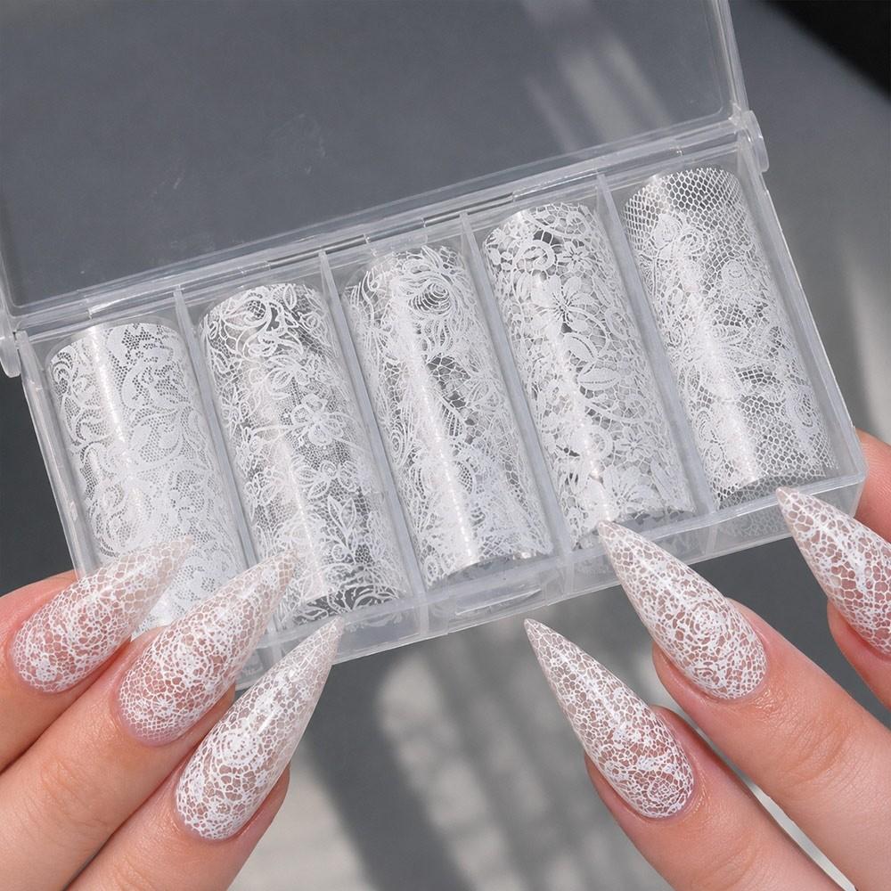 Black White Nail Foils Lace Design Nail Art Stickers Professional Nail Decorations  Manicure DIY