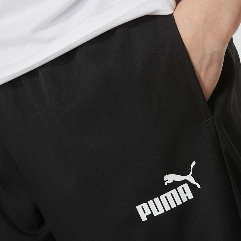 Puma Однотонная удобная куртка на молнии с воротником-стойкой, тканые длинные брюки со средней талией и манжетами, повседневный спортивный костюм для мужчин, черный 687105-01+685639-51