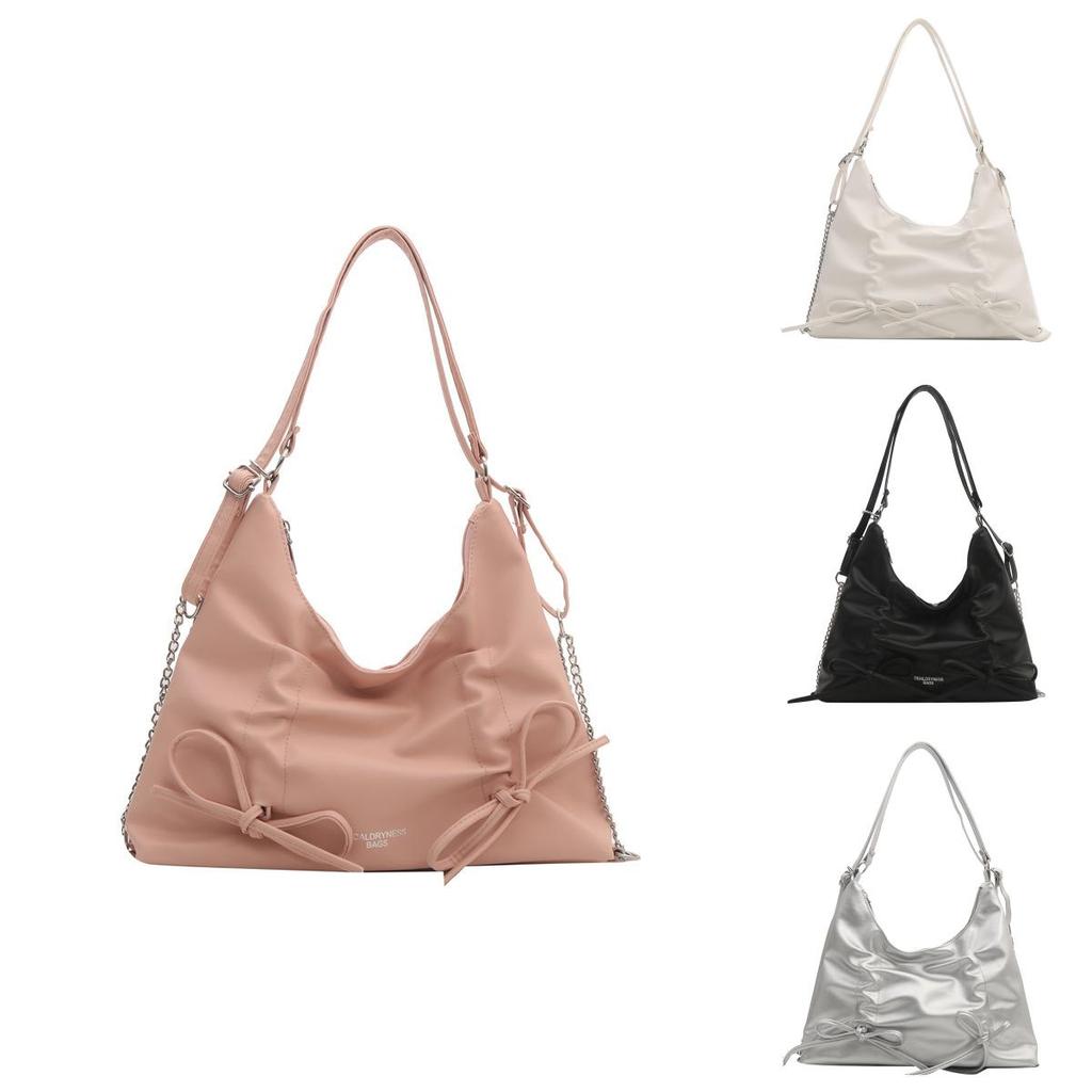 Fashionable Butterfly Bow Large Capacity Shoulder Bag 2024 Spring New Korean Style Street Trend Pu Tote Bag