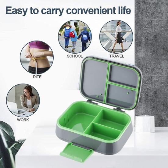 Ланч-бокс Bento с чашкой для соуса, вилкой, ложкой, контейнером для ланча с 3 отделениями, контейнерами для закусок без содержания бисфенола А, подходящими для детей, для девочек и мальчиков