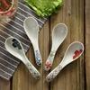 14.5*4cm Ceramic Spoon Japanese-style Underglaze Blue Red Flower Soup Scoop Dinnerware Household Kitchen Supplies Tableware4