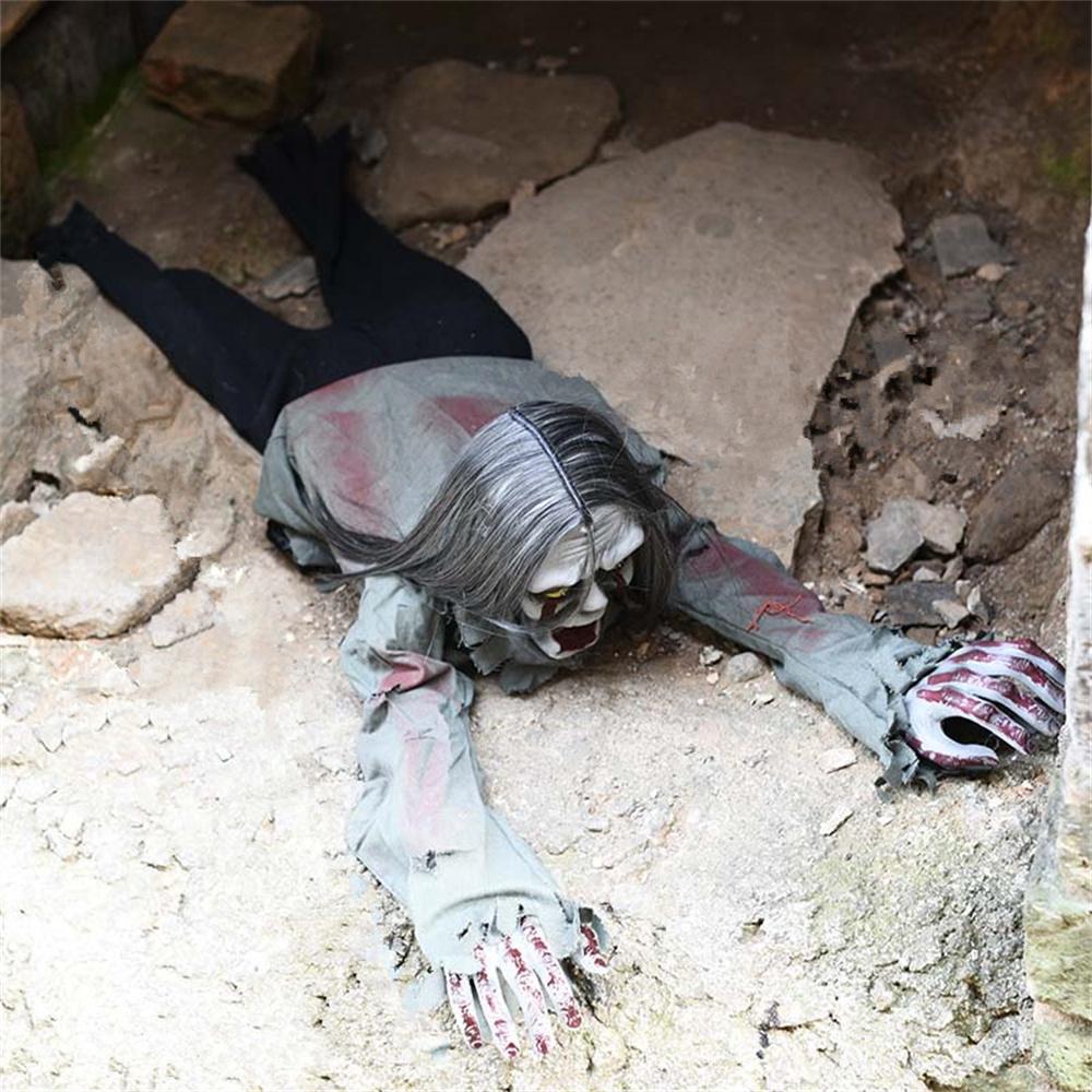 Long Hair Crawling Ghosts Scary Electric Voice Red Eye  Halloween Decorations