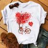 Spring Summer Original Style Leisure Flower Love Print Loose Round Neck Pure Cotton Short Sleeved Shirt T-Shirts Women’s