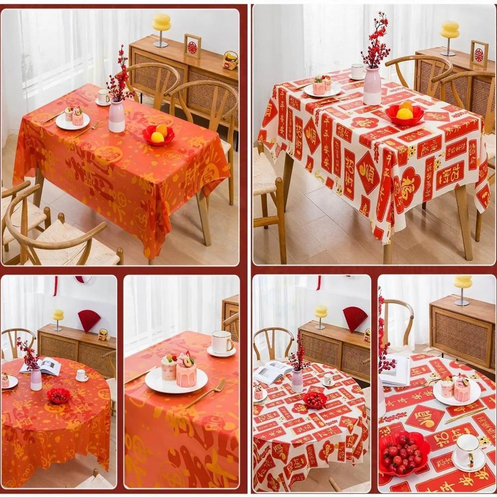 Thickened Chinese New Year Table Cloth PEVA Red Festive Table Cloth  New Year Party Supplies