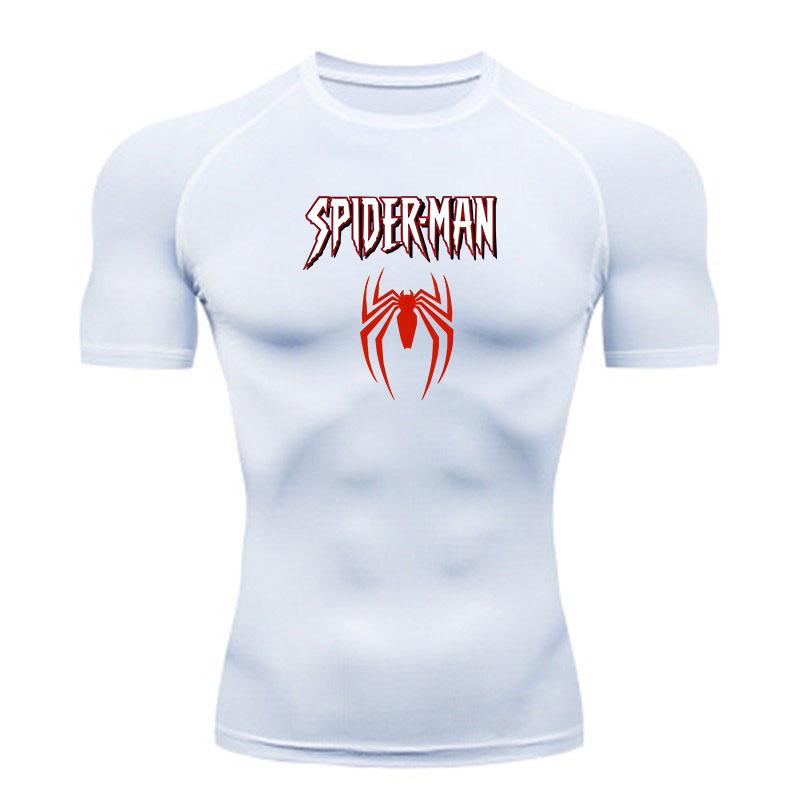 Men's Quick Dry Compression Workout T-Shirt, Spider Graphic Athletic Sports Tee for Running Gym Training Fitness Active