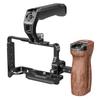 Poyinco JN 138 Camera Video Cage + Top Handle + Side Wooden Hand Grip Kit Camera Cage Aluminum Alloy with Cold Shoe