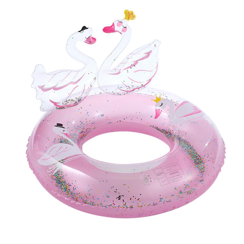 Cute Sparkling 3d Swan Swimming Ring For Children Thickened Underarm Ring Water Safety Ring