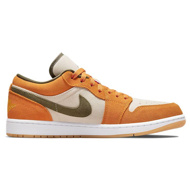 Кроссовки унисекс Air Jordan 1 Low SE Light Curry Оранжево-белые со средне-оливковым DH6931-102