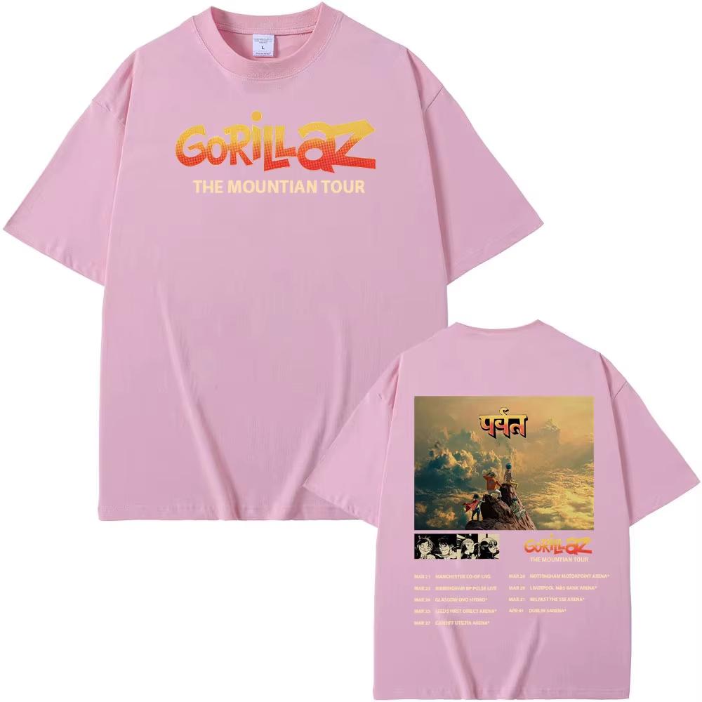 Gorillaz Band Tour 2026 The Mountian Print T Shirt Men Women Fashion Hip Hop Classic Short Sleeve Tee pure Cotton ONeck Top
