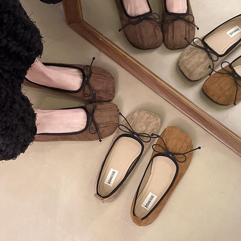 Женские квадратные носки с неглубоким носком, модные повседневные туфли на плоской подошве, весенние, новые, с бантом, матовые кожаные туфли без застежек