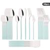 30Pcs Tableware Set Stainless Steel Cutlery Dinner Knife Dessert Fork Spoon Dinnerware White Gold Flatware Kitchen Silverware