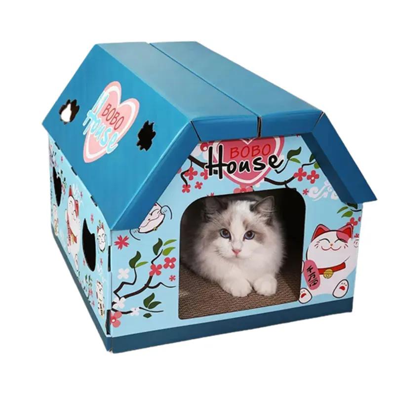 Картонная коробка для кошек, домик для кошек, кошачье гнездо, кошачья когтеточка, интегрированная вертикальная коробка, большая симпатичная гофрированная бумага, принадлежности для заточки когтей, Ca