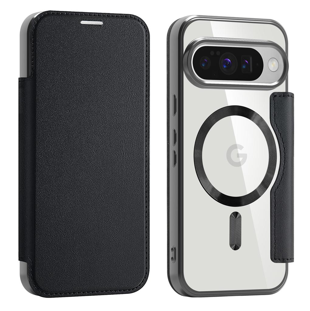Для Google Pixel 8, 9, 10 серии. Чехол-книжка Gold Shield Magnetic Business Leather Case, совместимый с MagSafe, со слотами для карт с блокировкой RFID и защитой объектива