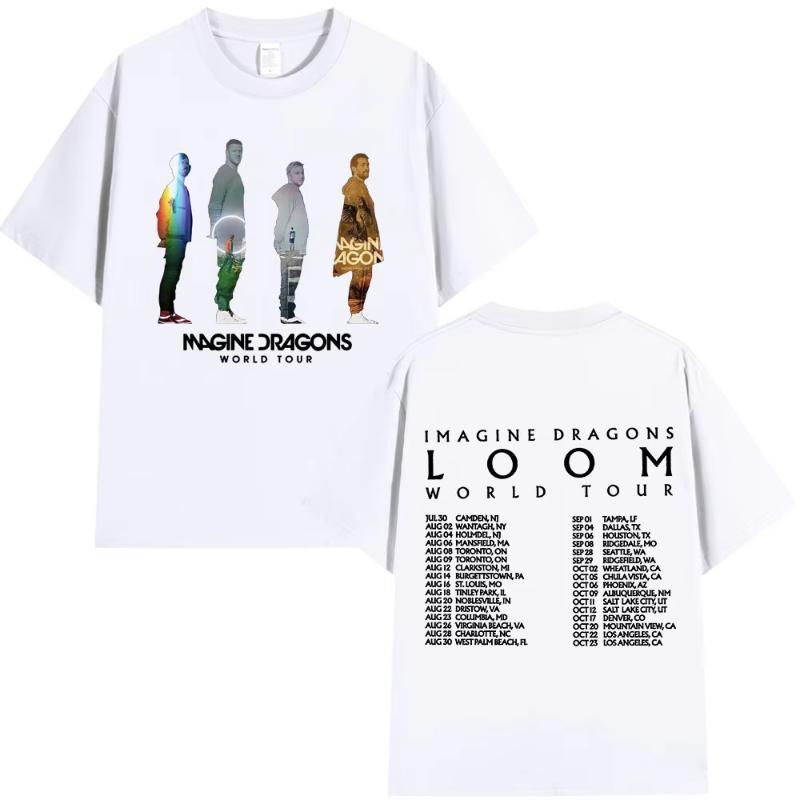 Imagine Dragons Loom World Tour 2024 T Shirts Hip Hop Rock Band Vintage Tshirt Fans Gift Cotton Loose Short Sleeve T Shirt