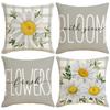 Spring White Daisy New Style Small Fresh Sofa Pillowcase Letter Printing Linen Dirty-resistant Seat Cushion Home