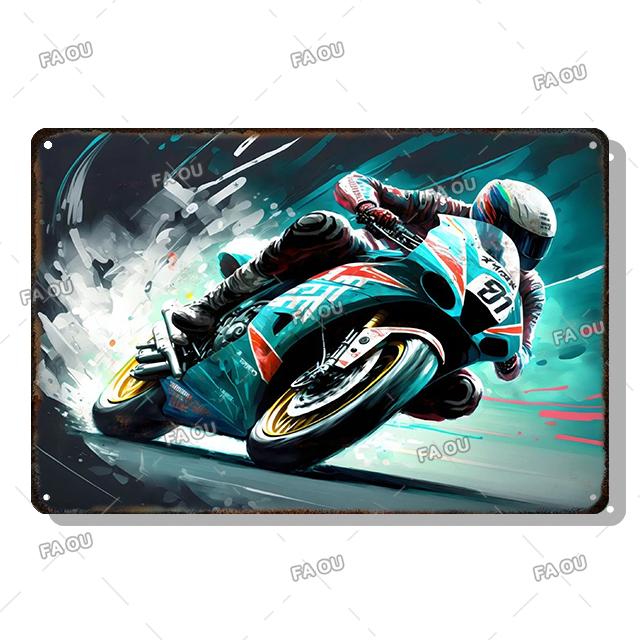 F1 Motorcycle Racing Vintage Metal Poster Racer Athlete Retro Tin Sign Auto Club Wall Art Decoration Plaque Home Decor Aesthetic