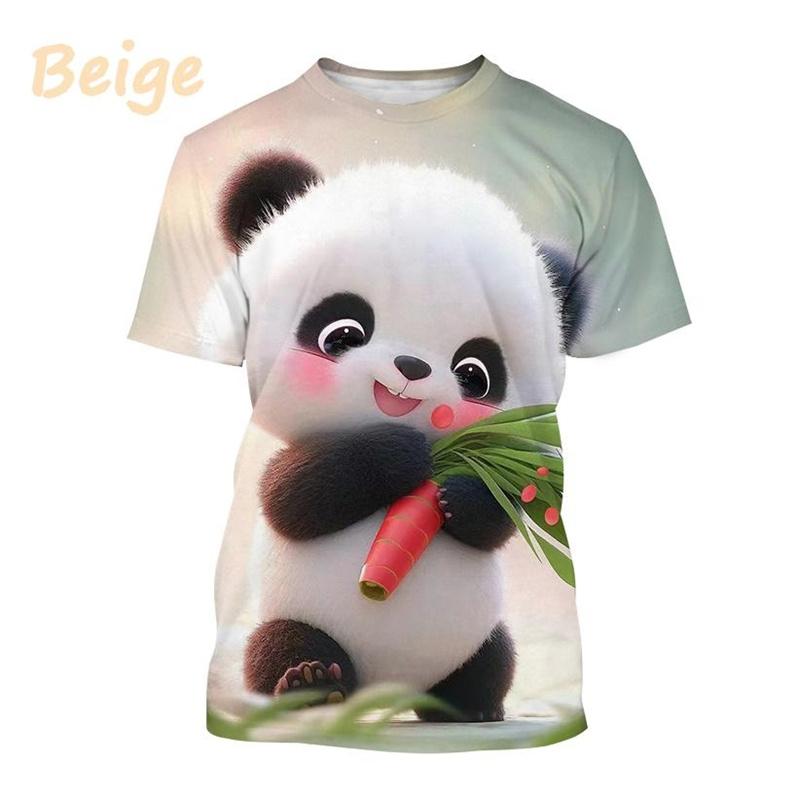 Летние футболки унисекс с круглым вырезом и 3D принтом мультяшного животного панды, модные повседневные футболки с коротким рукавом для мужчин и женщин