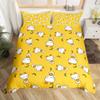 Cartoon Yellow Duck King Queen Duvet Cover Farm Lovely Animal Bedding Set Blue Bubble Quilt Cover Soft Polyester Comforter Cover