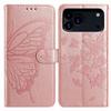 For iPhone 17 Pro Case Butterfly Imprinted Wallet Stand PU Leather Flip Phone Cover with Strap