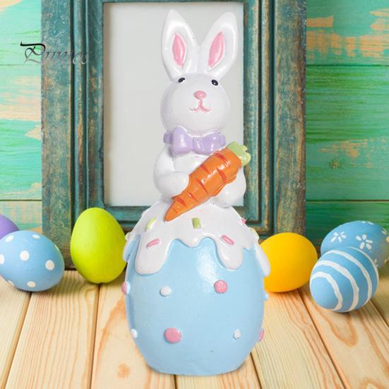 Статуэтка пасхального кролика, резиновые фигурки кроликов с цветком/яйцом/морковкой, настольные украшения для домашнего офиса, фермерского дома, весенний декор