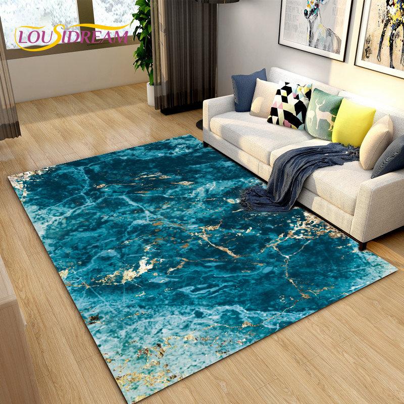Скандинавский черный цвет, золотой мраморный коврик, большой, ковер для гостиной, спальни, дивана, коврик для украшения, детский нескользящий напольный коврик