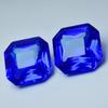 NATURAL Square Cut BLUE Sapphire Loose Gemstone 13.05 Ct Earing Pair  .