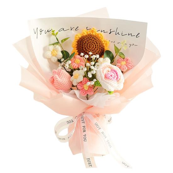 Искусственные Цветы Ручной Работы Крючком Букет Цветов Мягкая Хлопковая Пряжа Не Требует Ухода Гибкие Стебли Искусственное Цветочное Украшение