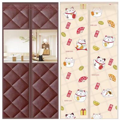 Зимняя утепленная магнитная хлопковая дверная штора - Толстая, Ветрозащитная, Звукоизолирующая, Без пробивания отверстий, Самоклеящаяся.