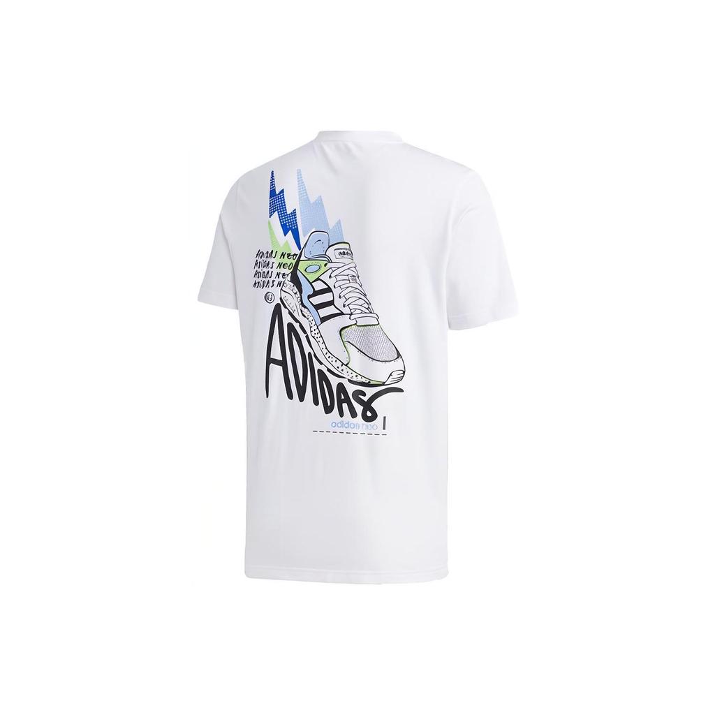 adidas Футболка Neo Hand-Drawed Pattern Letter Print Sports Casual Short Sleeve T Shirt Men T Shirts White GJ8887